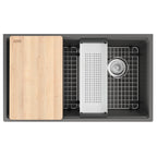 FRANKE MAG11031OW-SHG-WKC Maris Undermount 33-in x 19.31-in Granite Single Bowl Kitchen Sink in Stone Grey In Stone Grey