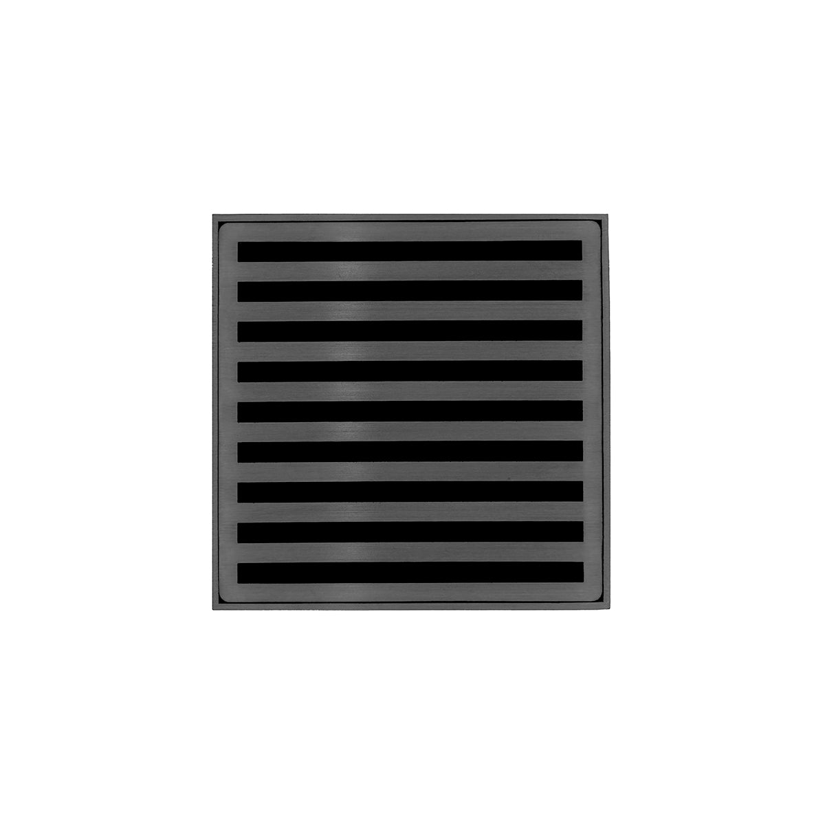 INFINITY DRAIN N 4 GM ND 4 4" x 4" Strainer with Lines Pattern Decorative Plate and 2" Throat in Gunmetal for ND 4