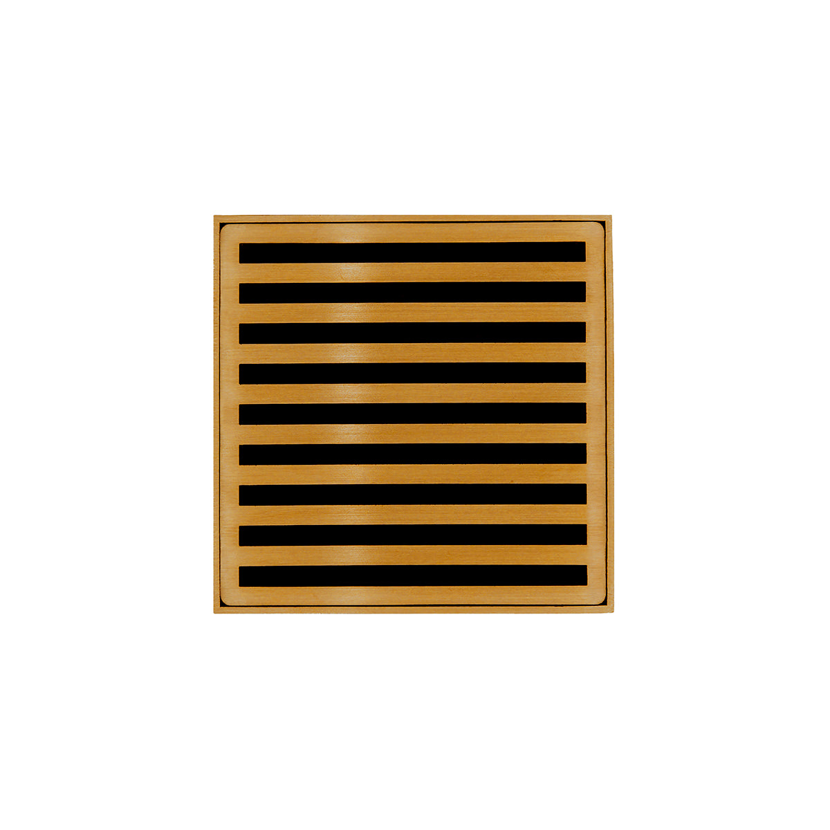 INFINITY DRAIN N 4 PG ND 4 4" x 4" Strainer with Lines Pattern Decorative Plate and 2" Throat in Polished Gold for ND 4