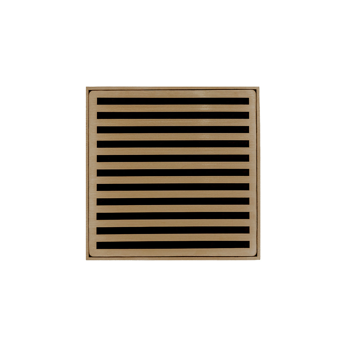 INFINITY DRAIN N 5 SB ND 5 5" x 5" Strainer with Lines Pattern Decorative Plate and 2" Throat in Satin Bronze for ND 5