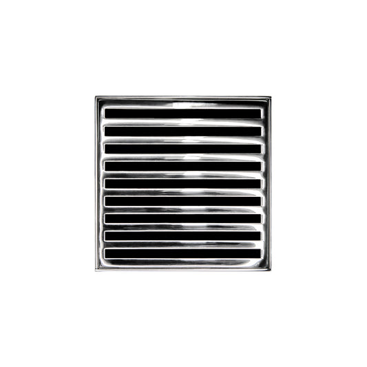 INFINITY DRAIN ND 4-2A PS ND 4 4" x 4" ND 4 Complete Kit with Lines Pattern Decorative Plate in Polished Stainless with ABS Drain Body, 2" Outlet
