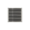 INFINITY DRAIN ND 4-2A SS ND 4 4" x 4" ND 4 Complete Kit with Lines Pattern Decorative Plate in Satin Stainless with ABS Drain Body, 2" Outlet