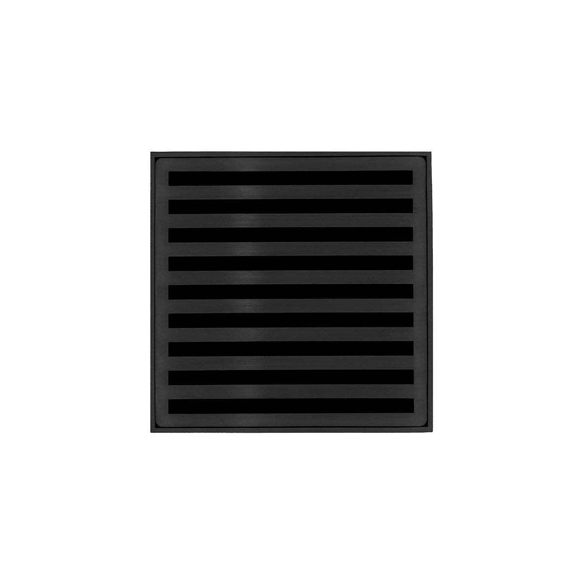 INFINITY DRAIN ND 4-2I BK ND 4 4" x 4" ND 4 Complete Kit with Lines Pattern Decorative Plate in Matte Black with Cast Iron Drain Body, 2" Outlet