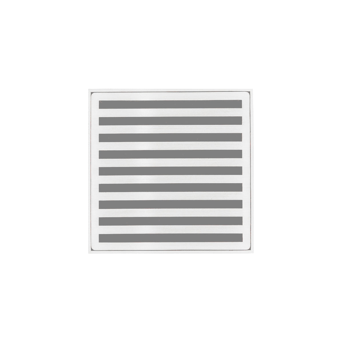 INFINITY DRAIN ND 4-2I MW ND 4 4" x 4" ND 4 Complete Kit with Lines Pattern Decorative Plate in Matte White with Cast Iron Drain Body, 2" Outlet