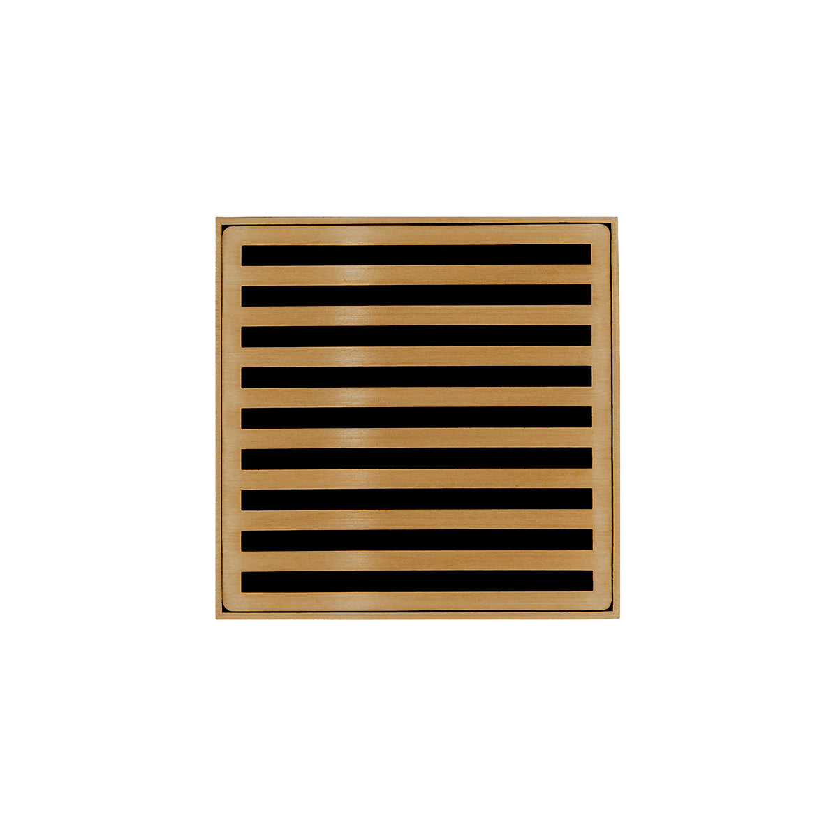 INFINITY DRAIN ND 4-2P PB ND 4 4" x 4" ND 4 Complete Kit with Lines Pattern Decorative Plate in Polished Brass with PVC Drain Body, 2" Outlet