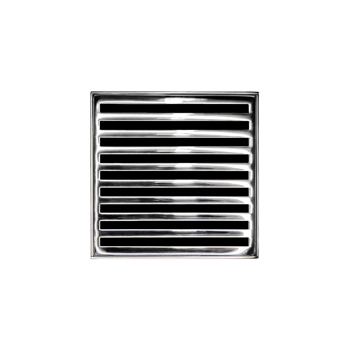 INFINITY DRAIN ND 4-2P PS ND 4 4" x 4" ND 4 Complete Kit with Lines Pattern Decorative Plate in Polished Stainless with PVC Drain Body, 2" Outlet