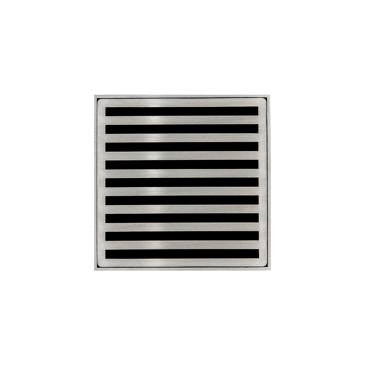 INFINITY DRAIN ND 4-2P SS ND 4 4" x 4" ND 4 Complete Kit with Lines Pattern Decorative Plate in Satin Stainless with PVC Drain Body, 2" Outlet