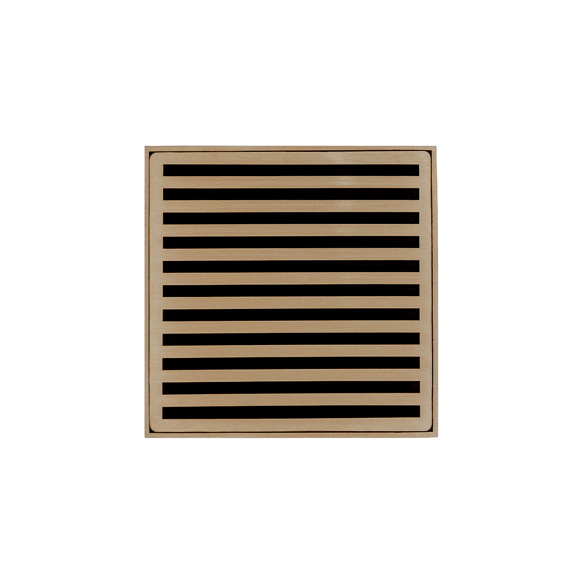 INFINITY DRAIN ND 5-2A SC ND 5 5" x 5" ND 5 Complete Kit with Lines Pattern Decorative Plate in Satin Champagne with ABS Drain Body, 2" Outlet