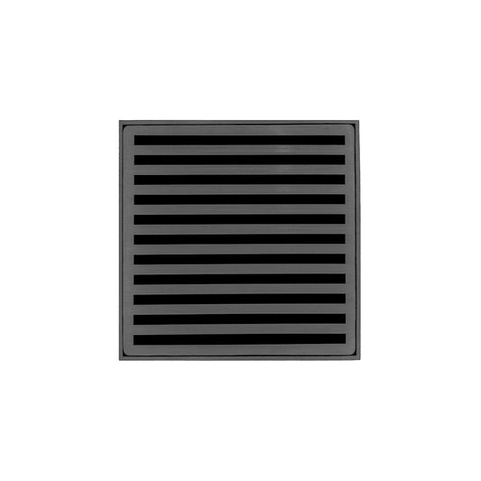 INFINITY DRAIN ND 5-3I GM ND 5 5" x 5" ND 5 High Flow Complete Kit with Lines Pattern Decorative Plate in Gunmetal with Cast Iron Drain Body, 3" No-Hub Outlet