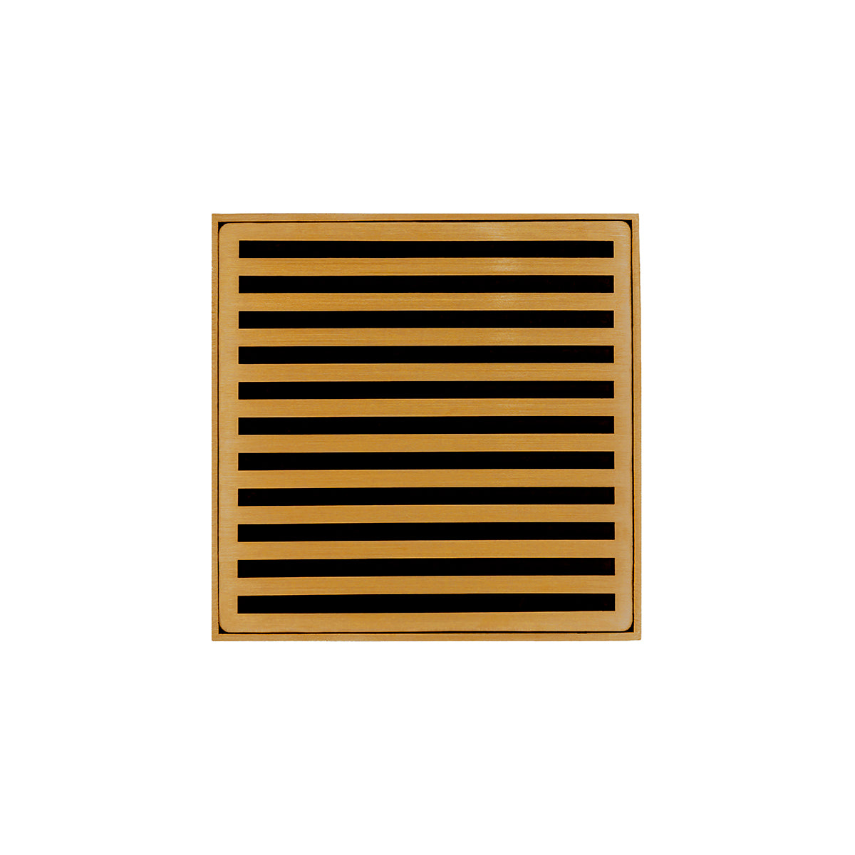 INFINITY DRAIN NDB 4-A PG ND 4 4" x 4" NDB 4 Complete Kit with Lines Pattern Decorative Plate in Polished Gold with ABS Bonded Flange Drain Body, 2", 3" and 4" Outlet