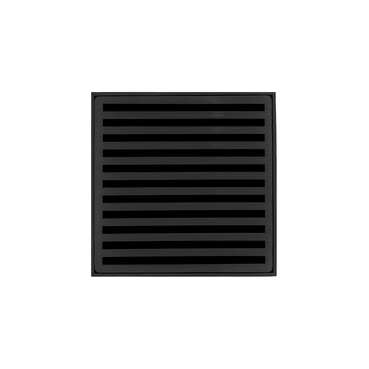 INFINITY DRAIN NDB 4-P BK ND 4 4" x 4" NDB 4 Complete Kit with Lines Pattern Decorative Plate in Matte Black with PVC Bonded Flange Drain Body, 2", 3" and 4" Outlet