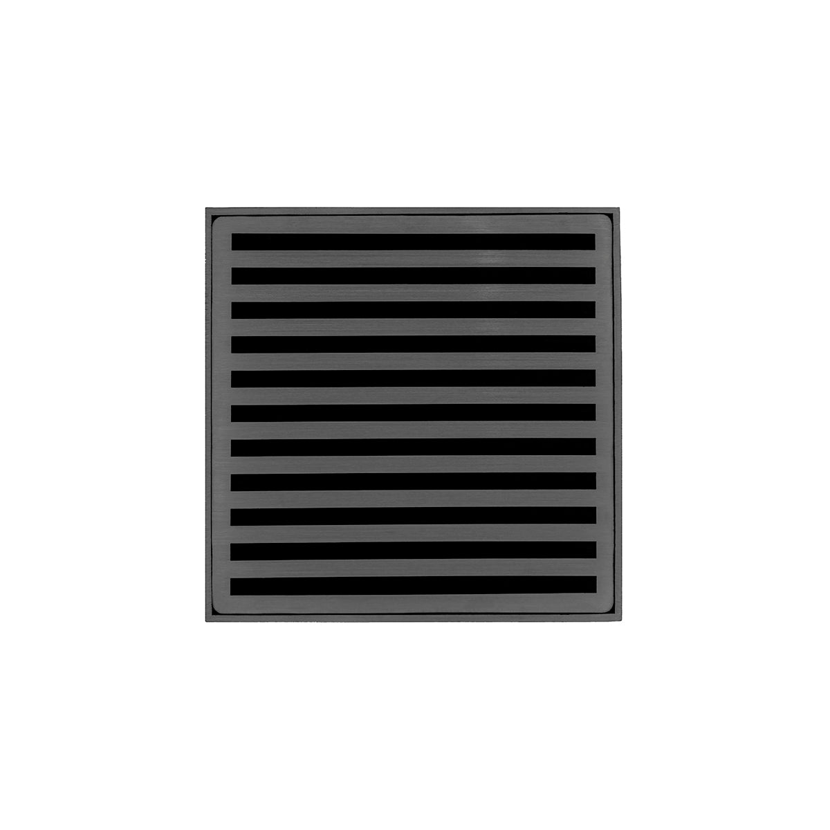 INFINITY DRAIN NDB 4-S GM ND 4 4" x 4" NDB 4 Complete Kit with Lines Pattern Decorative Plate in Gunmetal with Stainless Steel Bonded Flange Drain Body, 2" No Hub Outlet