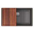 FRANKE PKG11031SLG-WKC Peak 32.0-in. x 18.8-in. Granite Undermount Single Bowl Workcenter Kitchen Sink in Stone Grey