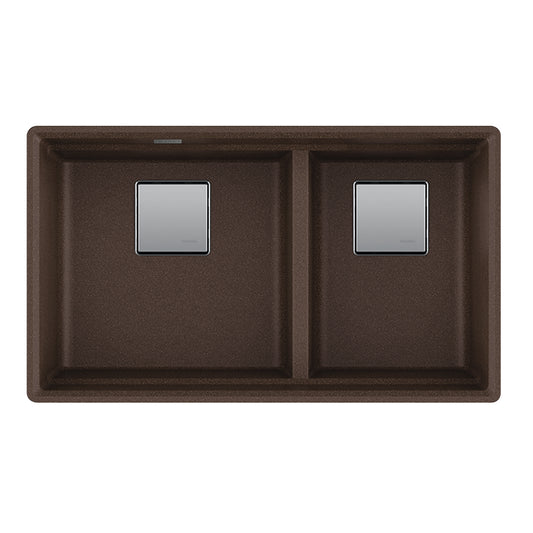 FRANKE PKG160LD-MOC Peak 32.0-in. x 18.8-in. Mocha Granite Undermount Double Bowl Kitchen Sink - PKG160LD-MOC In Mocha