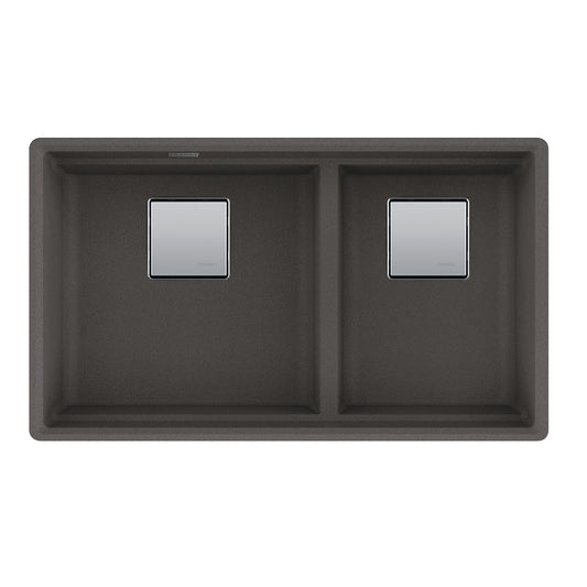 FRANKE PKG160LD-SLG Peak 32.0-in. x 18.8-in. Granite Undermount Double Bowl Kitchen Sink in Slate Grey