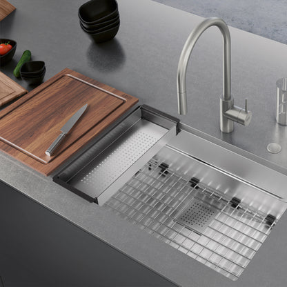 FRANKE PKX11028-WKC Peak Workcenter 29-in. x 18-in. 16 Gauge Stainless Steel Undermount Single Bowl Kitchen Sink In Diamond