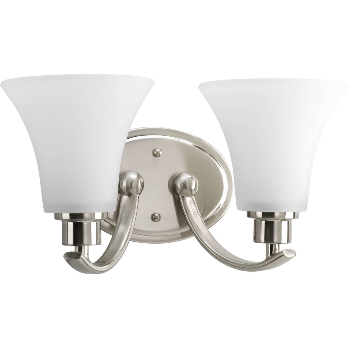 PROGRESS LIGHTING P2001-09 Brushed Nickel Joy Collection Two-Light Brushed Nickel Etched Glass Traditional Bath Vanity Light