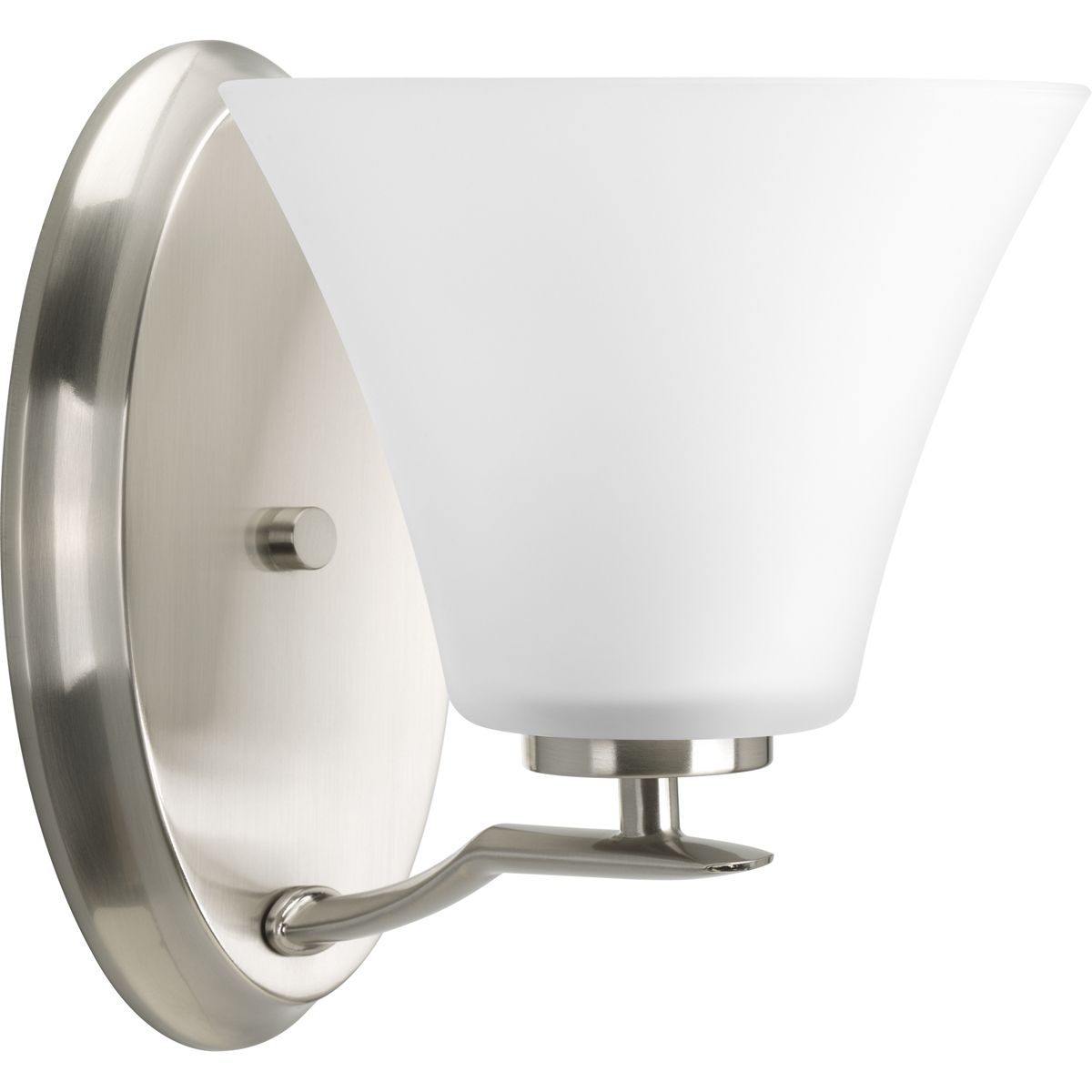 PROGRESS LIGHTING P2004-09 Brushed Nickel Bravo Collection One-Light Brushed Nickel Etched Glass Modern Bath Vanity Light