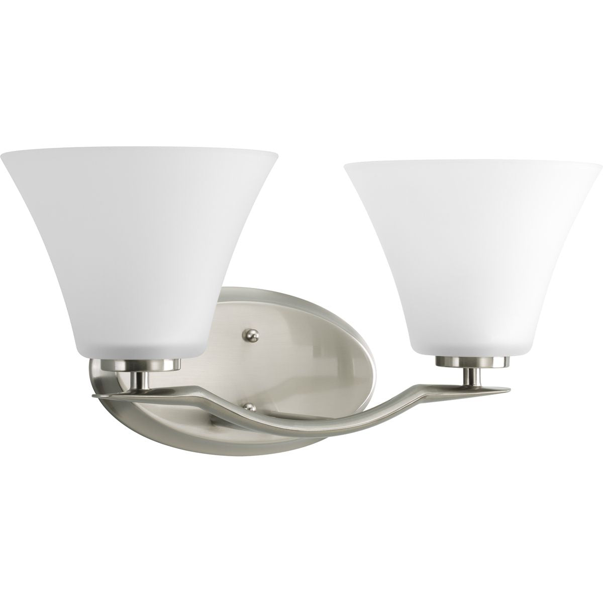 PROGRESS LIGHTING P2005-09 Brushed Nickel Bravo Collection Two-Light Brushed Nickel Etched Glass Modern Bath Vanity Light