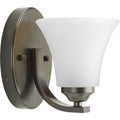 PROGRESS LIGHTING P2008-20W Antique Bronze Adorn Collection One-Light Antique Bronze Etched Glass Traditional Bath Vanity Light