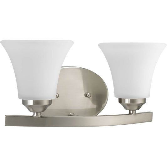 PROGRESS LIGHTING P2009-09 Brushed Nickel Adorn Collection Two-Light Brushed Nickel Etched Glass Traditional Bath Vanity Light