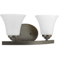 PROGRESS LIGHTING P2009-20W Antique Bronze Adorn Collection Two-Light Antique Bronze Etched Glass Traditional Bath Vanity Light