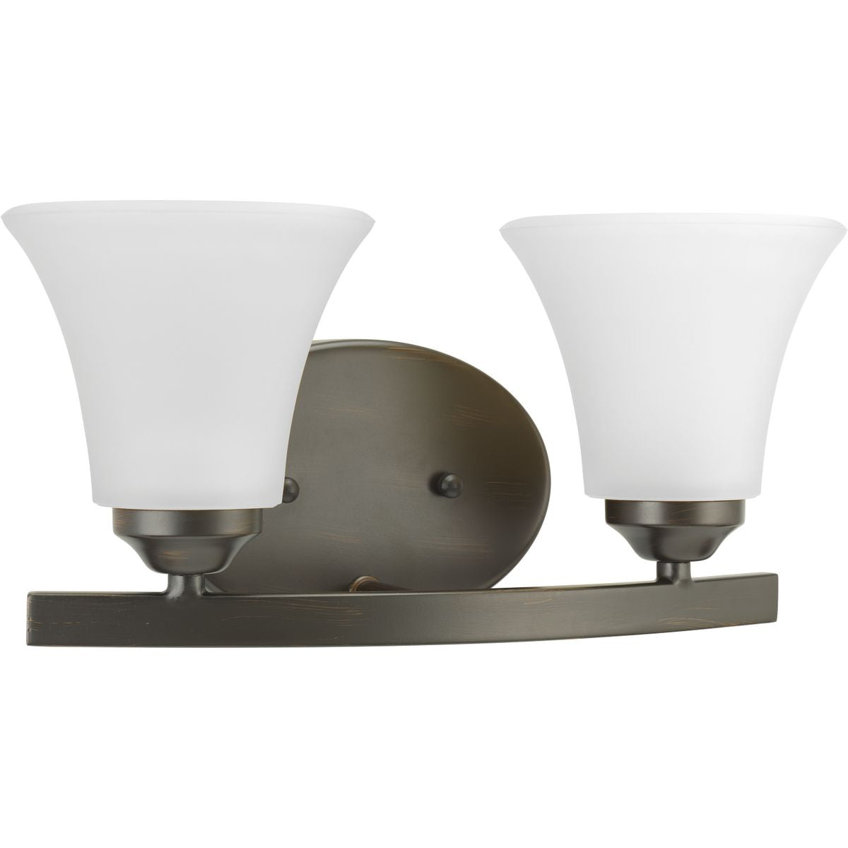 PROGRESS LIGHTING P2009-20W Antique Bronze Adorn Collection Two-Light Antique Bronze Etched Glass Traditional Bath Vanity Light
