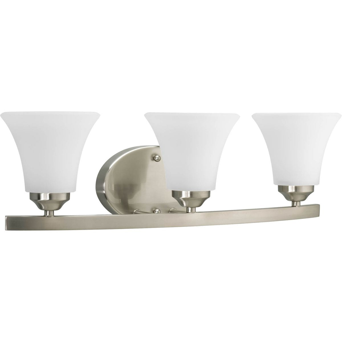 PROGRESS LIGHTING P2010-09 Brushed Nickel Adorn Collection Three-Light Brushed Nickel Etched Glass Traditional Bath Vanity Light