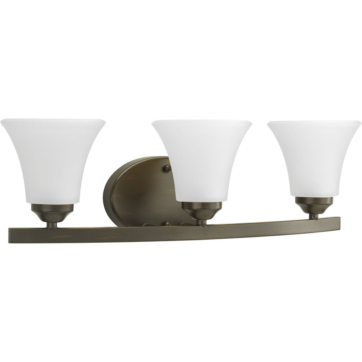 PROGRESS LIGHTING P2010-20W Antique Bronze Adorn Collection Three-Light Antique Bronze Etched Glass Traditional Bath Vanity Light