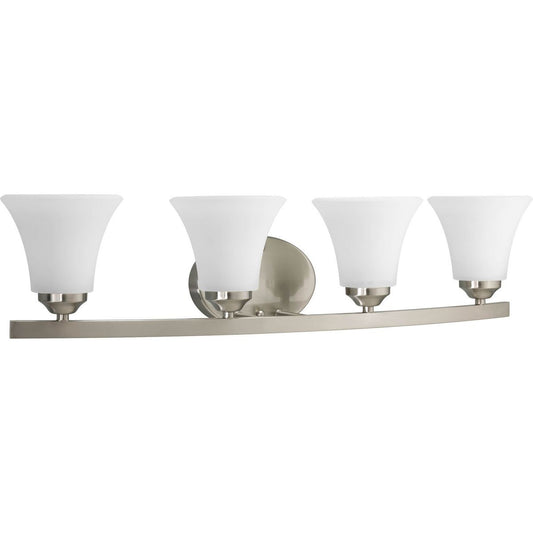 PROGRESS LIGHTING P2011-09 Brushed Nickel Adorn Collection Four-Light Brushed Nickel Etched Glass Traditional Bath Vanity Light