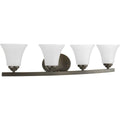 PROGRESS LIGHTING P2011-20W Antique Bronze Adorn Collection Four-Light Antique Bronze Etched Glass Traditional Bath Vanity Light
