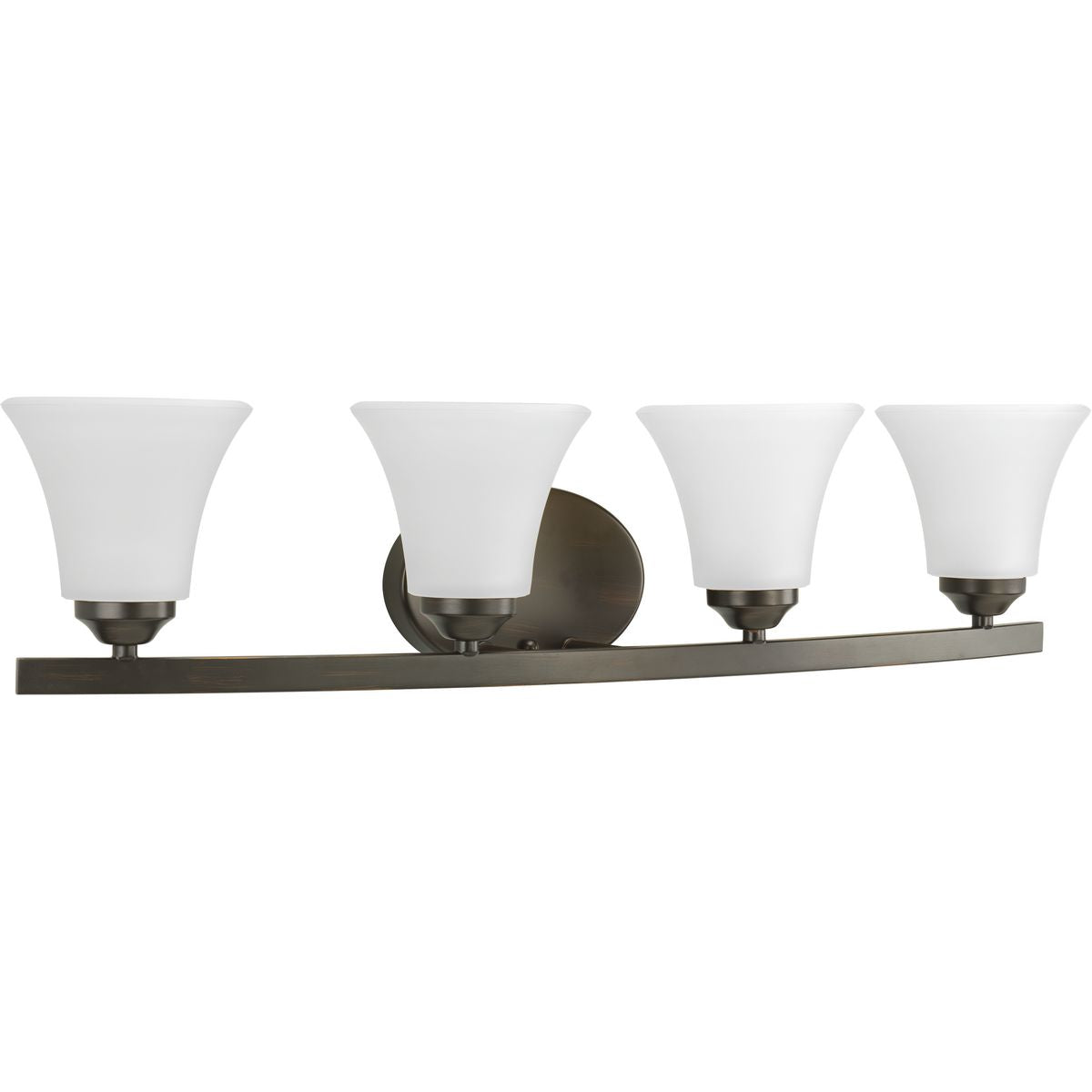 PROGRESS LIGHTING P2011-20W Antique Bronze Adorn Collection Four-Light Antique Bronze Etched Glass Traditional Bath Vanity Light