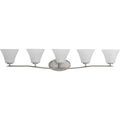 PROGRESS LIGHTING P2016-09 Brushed Nickel Bravo Collection Five-Light Brushed Nickel Etched Glass Modern Bath Vanity Light