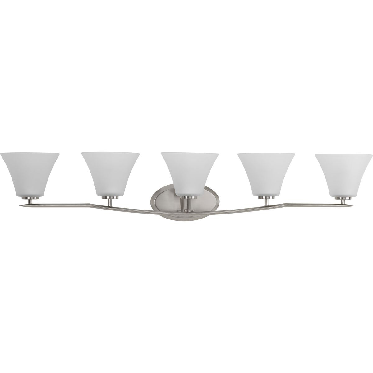 PROGRESS LIGHTING P2016-09 Brushed Nickel Bravo Collection Five-Light Brushed Nickel Etched Glass Modern Bath Vanity Light