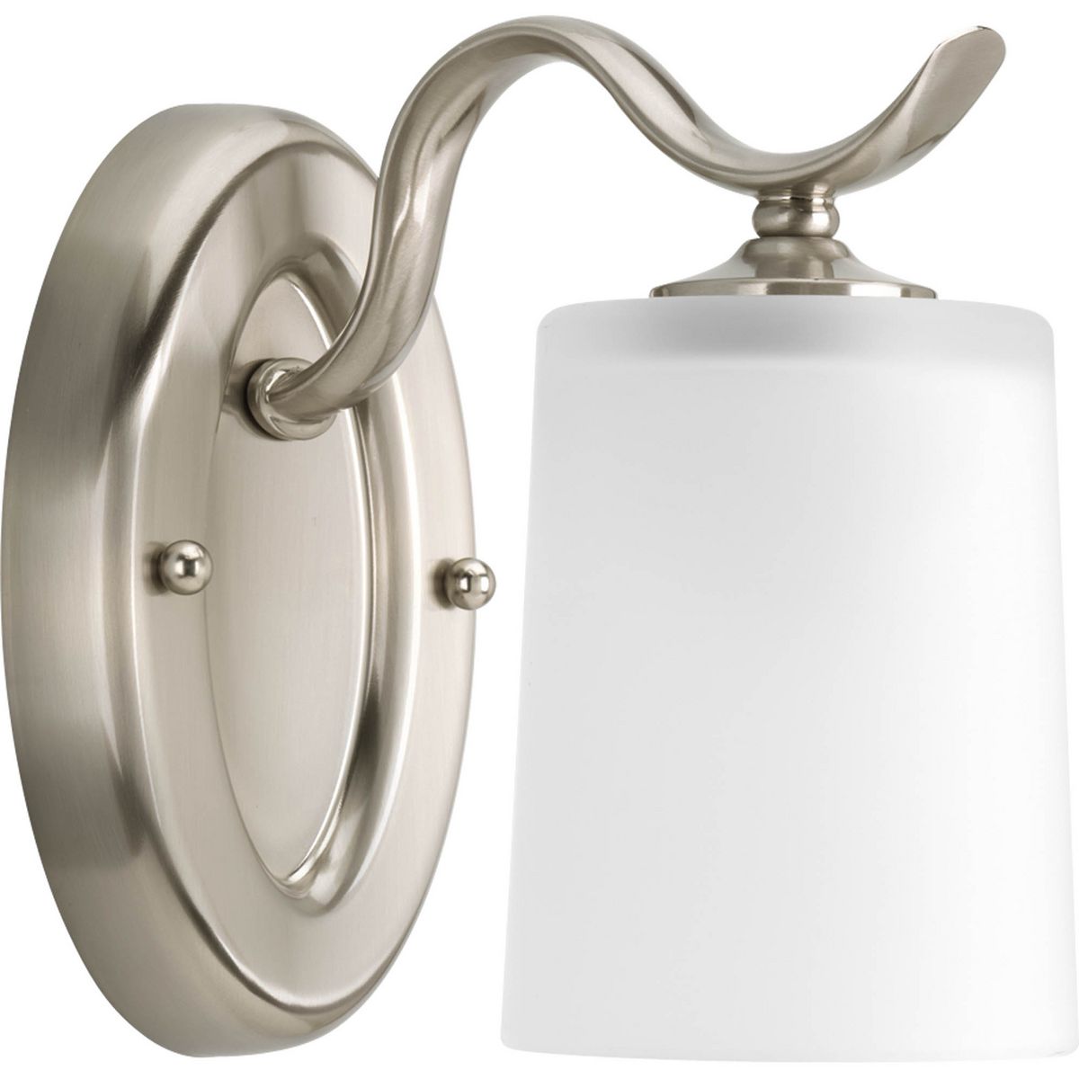 PROGRESS LIGHTING P2018-09 Brushed Nickel Inspire Collection One-Light Brushed Nickel Etched Glass Traditional Bath Vanity Light