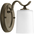 PROGRESS LIGHTING P2018-20 Antique Bronze Inspire Collection One-Light Antique Bronze Etched Glass Traditional Bath Vanity Light