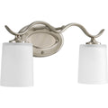 PROGRESS LIGHTING P2019-09 Brushed Nickel Inspire Collection Two-Light Brushed Nickel Etched Glass Traditional Bath Vanity Light