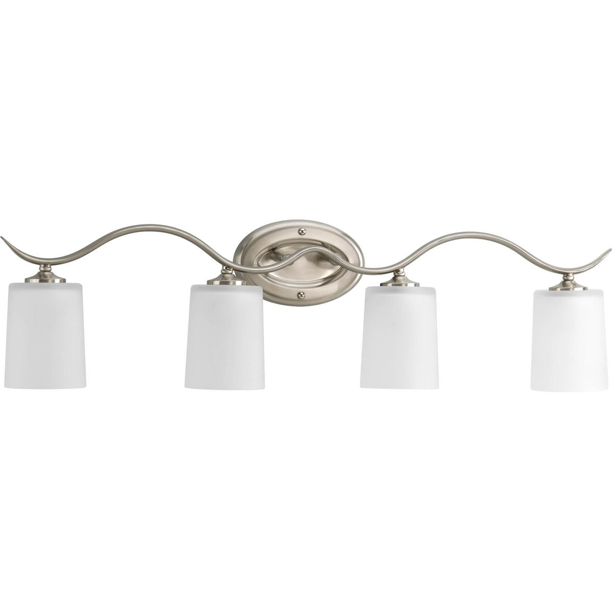 PROGRESS LIGHTING P2021-09 Brushed Nickel Inspire Collection Four-Light Brushed Nickel Etched Glass Traditional Bath Vanity Light