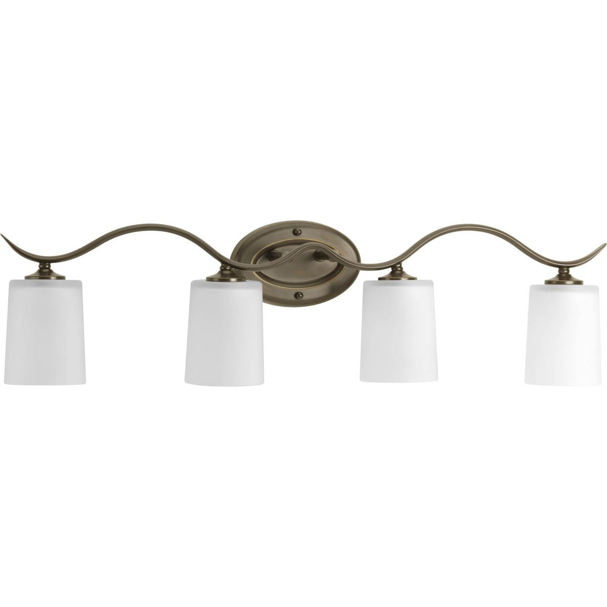 PROGRESS LIGHTING P2021-20 Antique Bronze Inspire Collection Four-Light Antique Bronze Etched Glass Traditional Bath Vanity Light