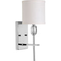 PROGRESS LIGHTING P2060-15 Polished Chrome Status Collection One-Light Polished Chrome Off-White textured Fabric Shade Coastal Bath Vanity Light
