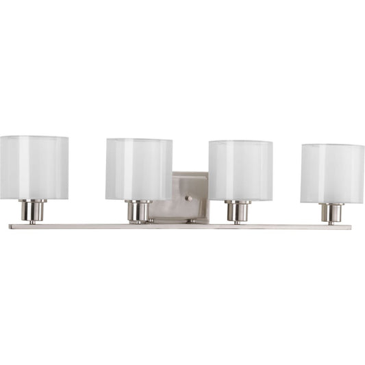 PROGRESS LIGHTING P2080-09 Brushed Nickel Invite Collection Four-Light Bath & Vanity