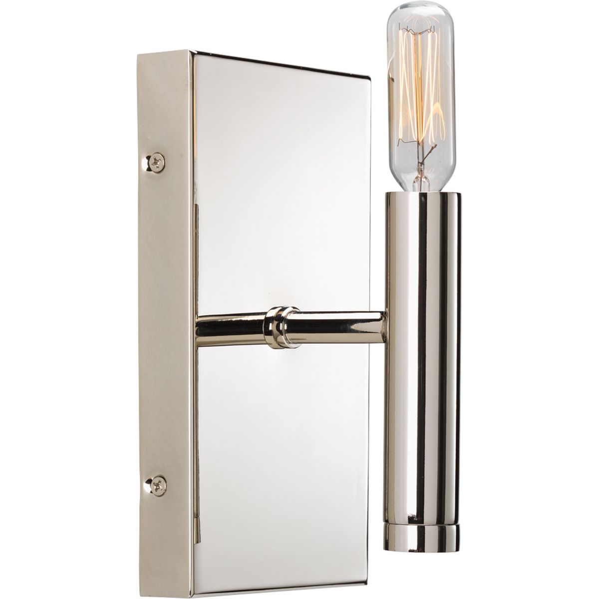 PROGRESS LIGHTING P2101-104 Polished Nickel Draper Collection One-Light Polished Nickel Luxe Bath Vanity Light