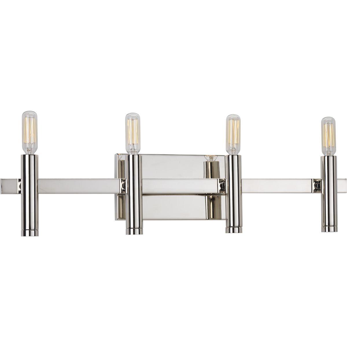 PROGRESS LIGHTING P2102-104 Polished Nickel Draper Collection Four-Light Polished Nickel Luxe Bath Vanity Light