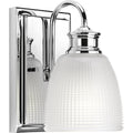 PROGRESS LIGHTING P2115-15 Polished Chrome Lucky Collection One-Light Polished Chrome Frosted Prismatic Glass Coastal Bath Vanity Light