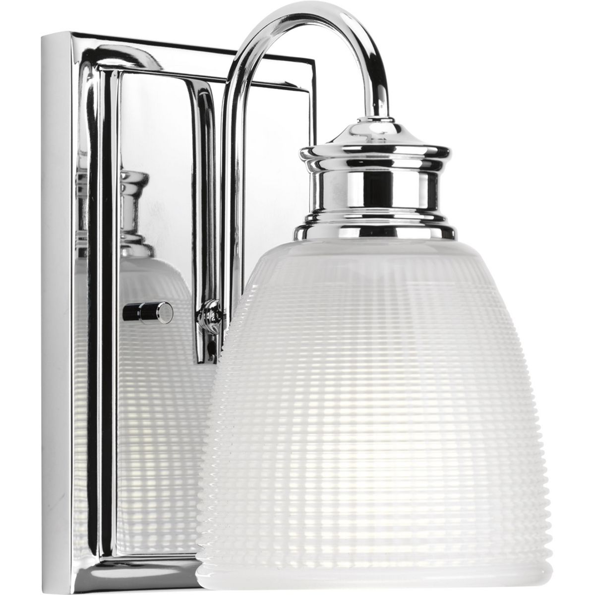 PROGRESS LIGHTING P2115-15 Polished Chrome Lucky Collection One-Light Polished Chrome Frosted Prismatic Glass Coastal Bath Vanity Light