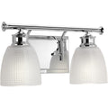 PROGRESS LIGHTING P2116-15 Polished Chrome Lucky Collection Two-Light Polished Chrome Frosted Prismatic Glass Coastal Bath Vanity Light