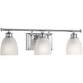 PROGRESS LIGHTING P2117-15 Polished Chrome Lucky Collection Three-Light Polished Chrome Frosted Prismatic Glass Coastal Bath Vanity Light
