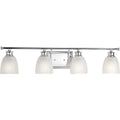 PROGRESS LIGHTING P2118-15 Polished Chrome Lucky Collection Four-Light Polished Chrome White Prismatic Glass Coastal Bath Vanity Light