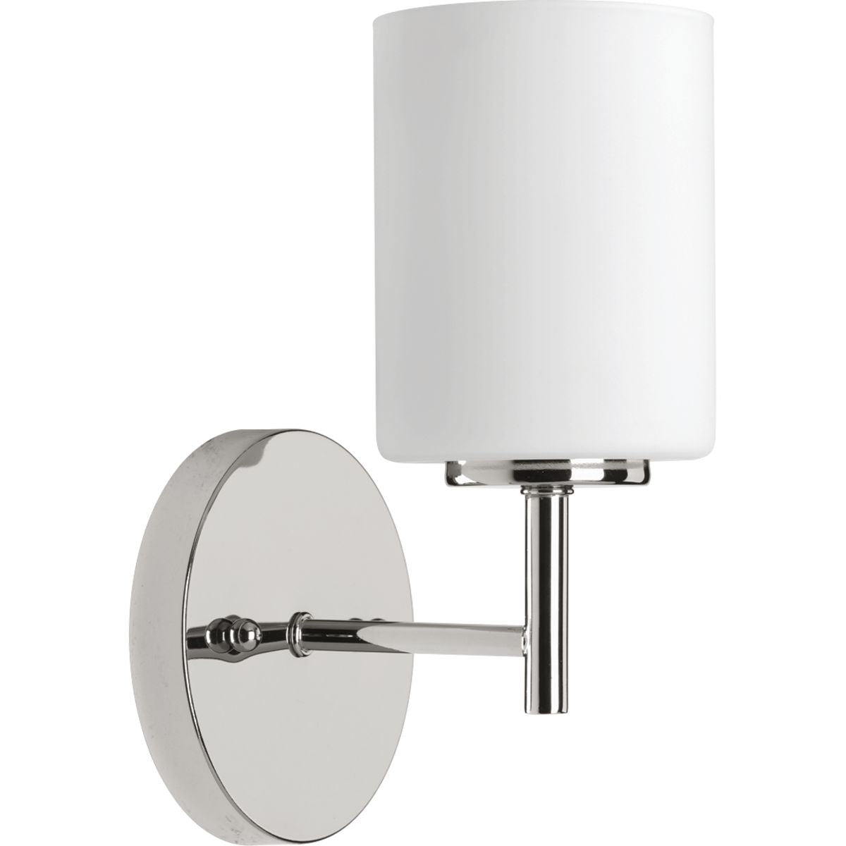 PROGRESS LIGHTING P2131-104 Polished Nickel Replay Collection One-Light Polished Nickel Etched White Glass Glass Modern Bath Vanity Light