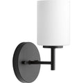PROGRESS LIGHTING P2131-31 Textured Black Replay Collection One-Light Textured Black Etched White Glass Glass Modern Bath Vanity Light